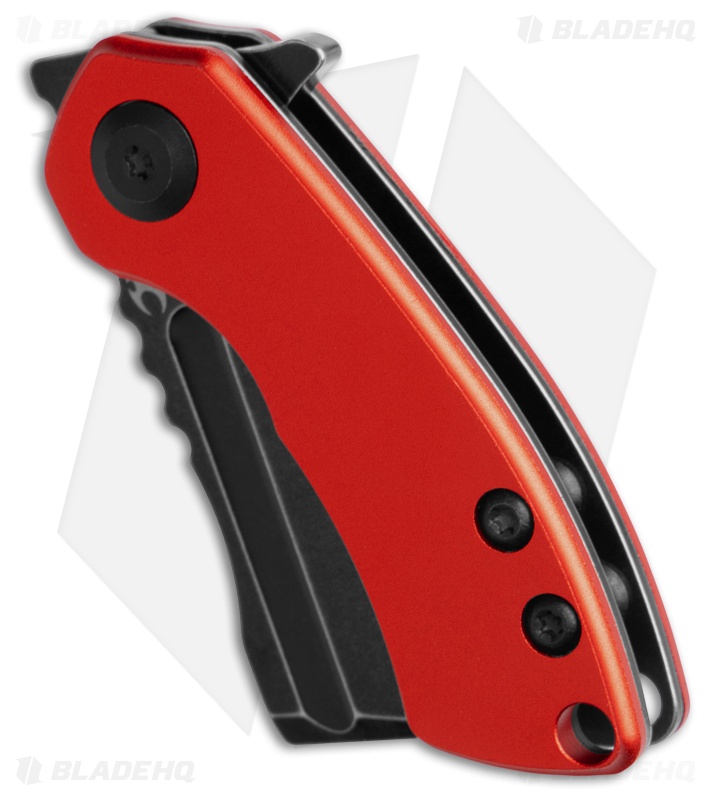 Kansept Mini Korvid Liner Lock Knife Red Aluminum (1.5" Black SW)