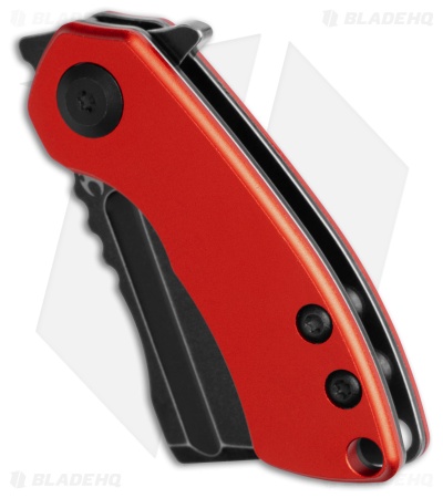 Kansept Mini Korvid Liner Lock Knife Red Aluminum (1.5" Black SW)