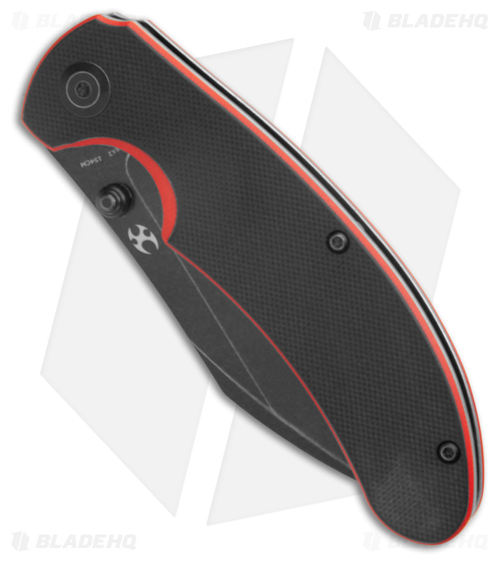 Kansept Knives Nesstreet Liner Lock Knife Black/Red G-10 (3.5"Black Stonewash)