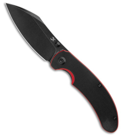 Kansept Knives Nesstreet Liner Lock Knife Black/Red G-10 (3.5"Black Stonewash)