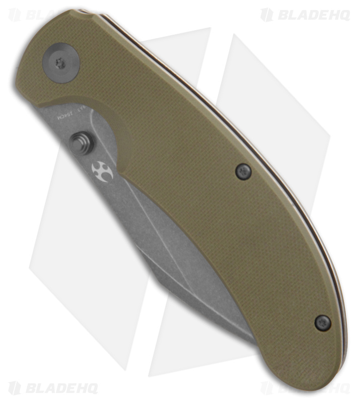 Kansept Knives Nesstreet Liner Lock Knife Olive Green G-10 (3.5" Gray TiCN)