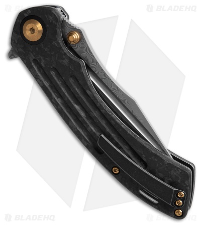 Kansept Kmaxrom Pretatout Liner Lock Knife Twill Carbon Fiber (3.6" Damascus)