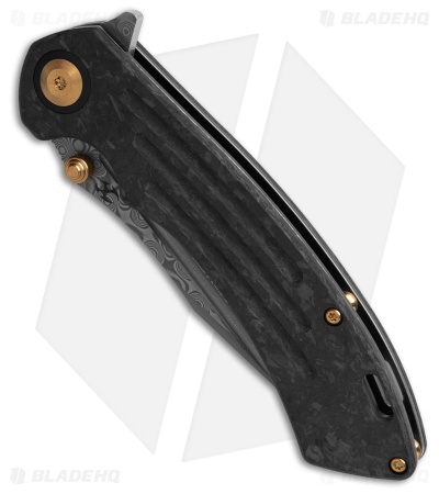 Kansept Kmaxrom Pretatout Liner Lock Knife Twill Carbon Fiber (3.6" Damascus)