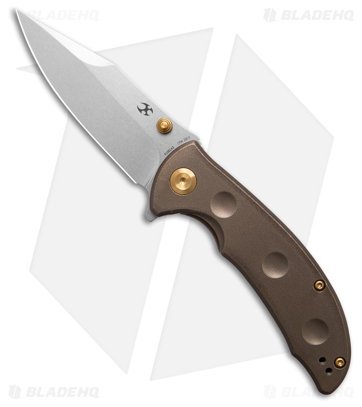Kansept Knives Rei Frame Lock Knife Orange Peel Bronze Titanium (3.25" SW)