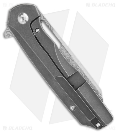 Kansept Knives Shard Frame Lock Knife Black Ti + Nebula CF (3.5" Damascus)