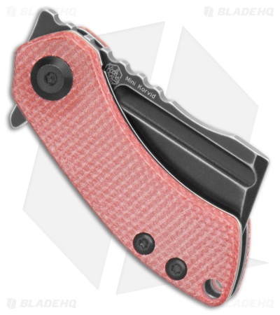 Kansept Knives Mini Korvid Liner Lock Knife Red Canvas Micarta (1.5" Black SW)