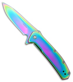 Kershaw Outcome Assisted Opening Knife Rainbow Steel (3.1&quot; Rainbow) 2044RBW | 221596