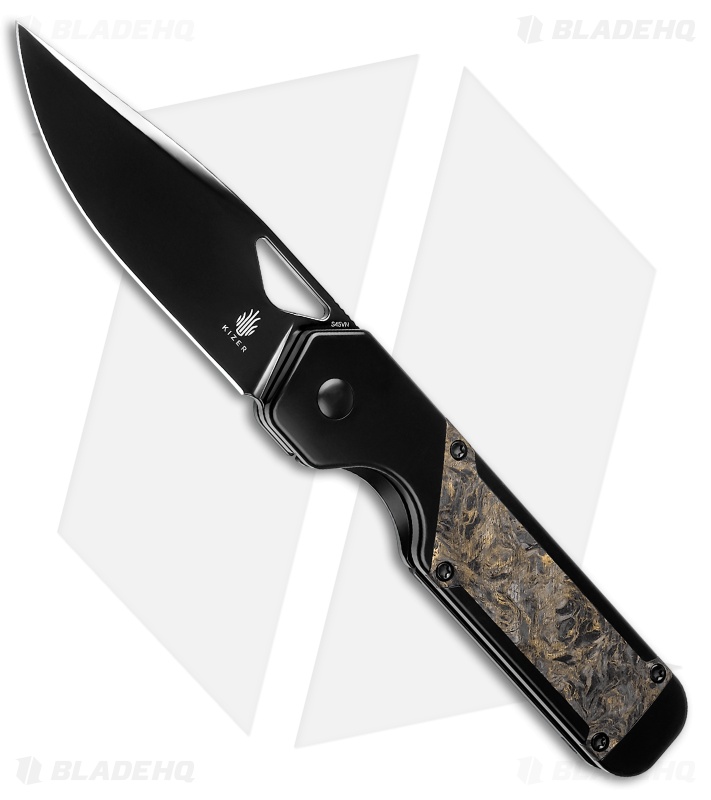 Kizer Militaw Frame Lock Knife Black Ti/Dark Matter FC (3.4" Black) Ki3634A3