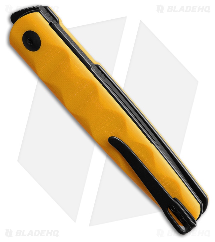 Kizer Bamboo Yellow G-10 Drop Point Black Nitro-V