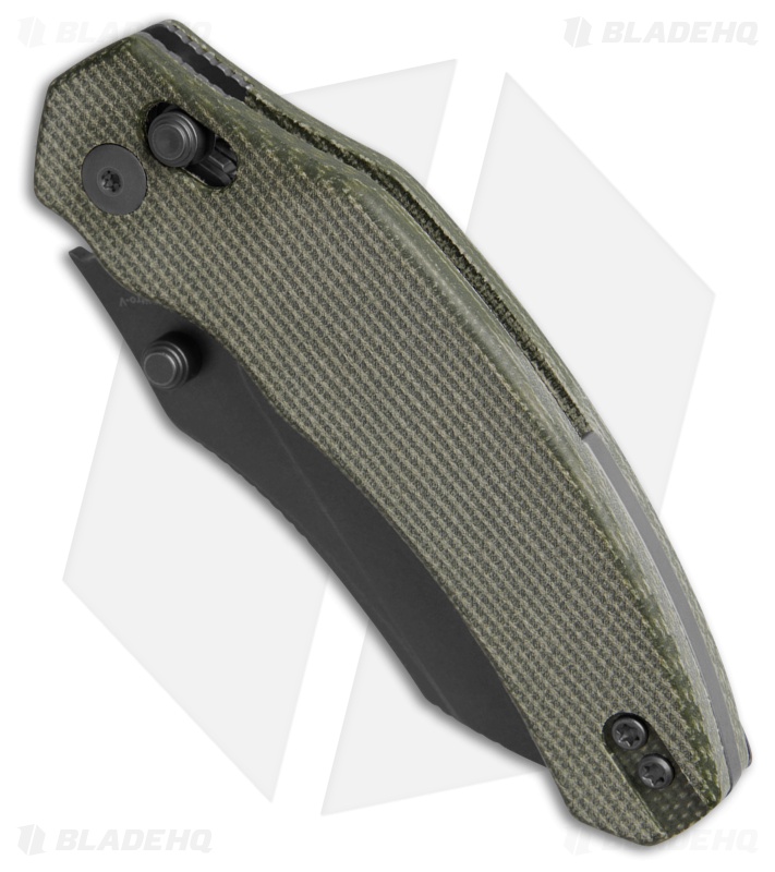 Kizer Bulldog Clutch Lock Knife Green Micarta (3" Black Nitro-V) V3672A3