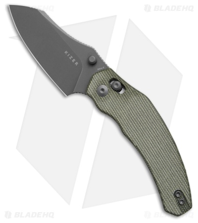Kizer Bulldog Pocket Knife Green Micarta V3672A3