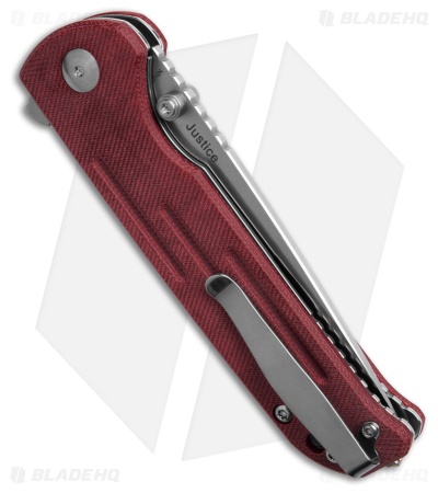 Kizer Justice Liner Lock Flipper Knife Red Denim Micarta (3.75" Satin) V4543N5