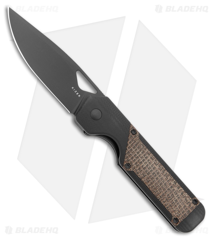 Kizer Militaw Pocket Knife Black G-10 Burlap Micarta