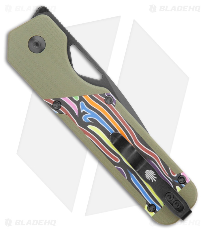 Kizer Militaw Liner Lock Knife Green + Party Streamers G-10 (3.4" Black) V3634A3