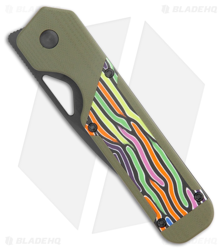 Kizer Militaw Liner Lock Knife Green + Party Streamers G-10 (3.4" Black) V3634A3