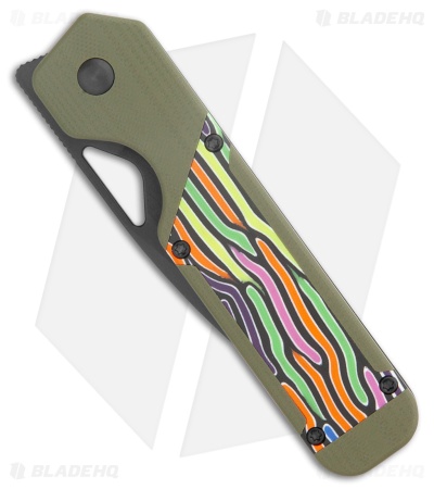 Kizer Militaw Liner Lock Knife Green + Party Streamers G-10 (3.4" Black) V3634A3