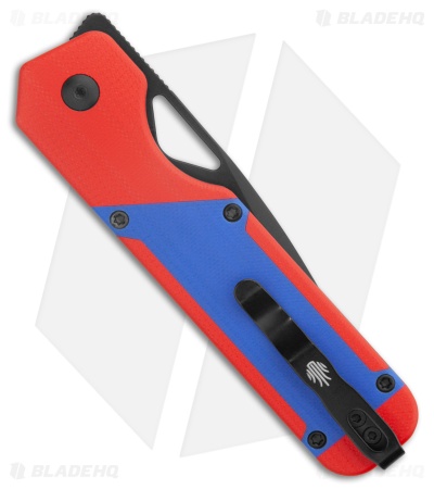 Kizer Militaw Liner Lock Knife Red G-10 Blue G-10 Inlay(3.4" Black) V3634A2