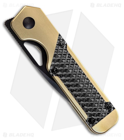 Kizer Mini Militaw Frame Lock Knife Gold Ti + Zirconium Inlay (2.8" Black)