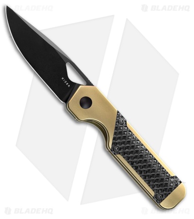 Kizer Mini Militaw Frame Lock Knife Gold Ti + Zirconium Inlay (2.8" Black)