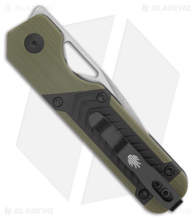 Kizer Mini Militaw Liner Lock Knife Green + Black Geometric G-10 (2.8" Satin)