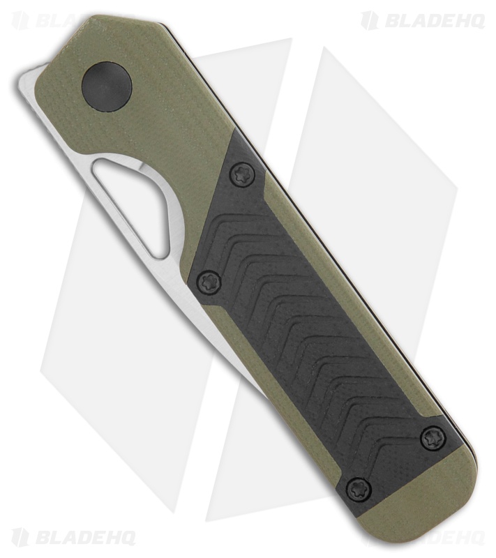 Kizer Mini Militaw Liner Lock Knife Green + Black Geometric G-10 (2.8" Satin)