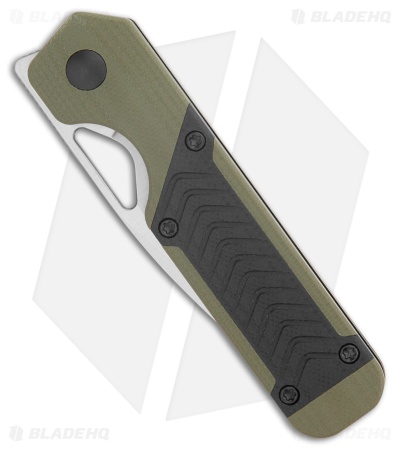 Kizer Mini Militaw Liner Lock Knife Green + Black Geometric G-10 (2.8" Satin)