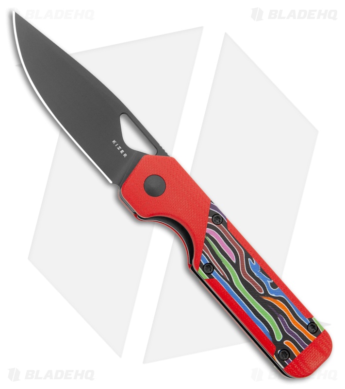 Kizer Militaw Pocket Knife Red G-10 Party Streamers G-10