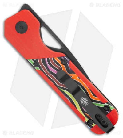 Kizer Mini Militaw Liner Lock Knife Red + Party Streamers G-10 (2.8" Black)