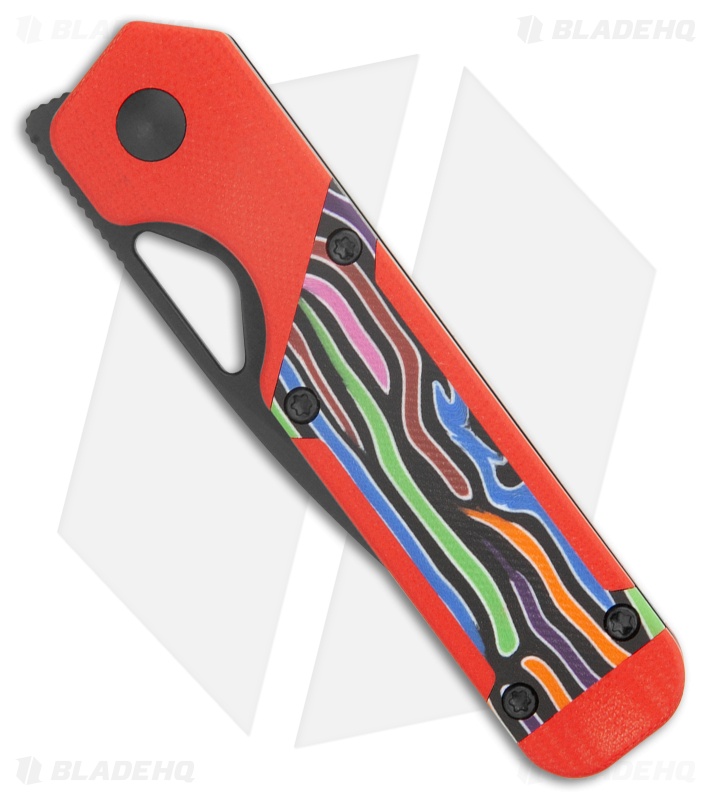 Kizer Mini Militaw Liner Lock Knife Red + Party Streamers G-10 (2.8" Black)