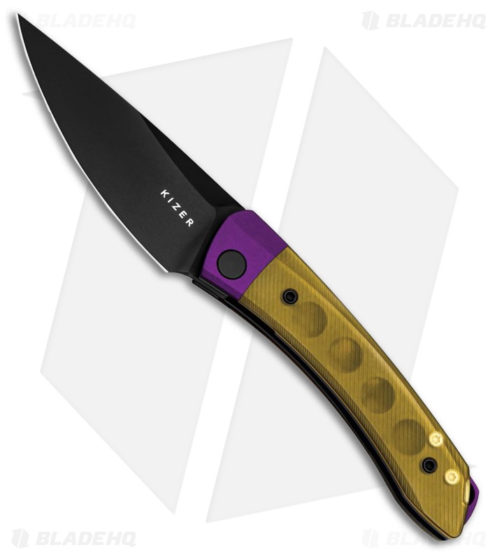 Kizer Mini Momo Knife Purple Aluminum/Yellow PEI Black