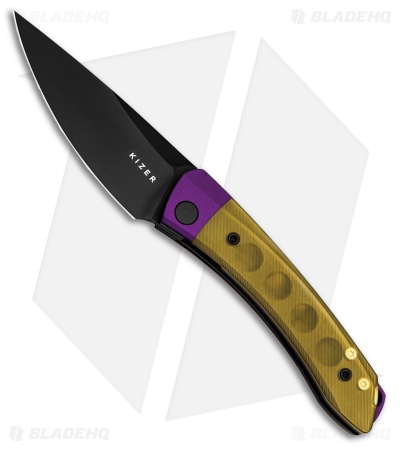 Kizer Mini Momo Liner Lock Knife Purple Aluminum + PEI (3.2" Black) V3663A1