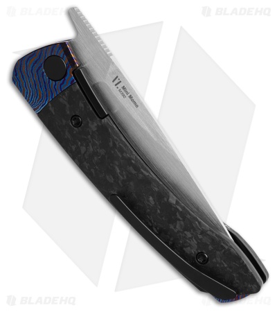 Kizer Mini Momo Liner Lock Knife Timascus Marble CF (3.2" Satin) Ki3663A4