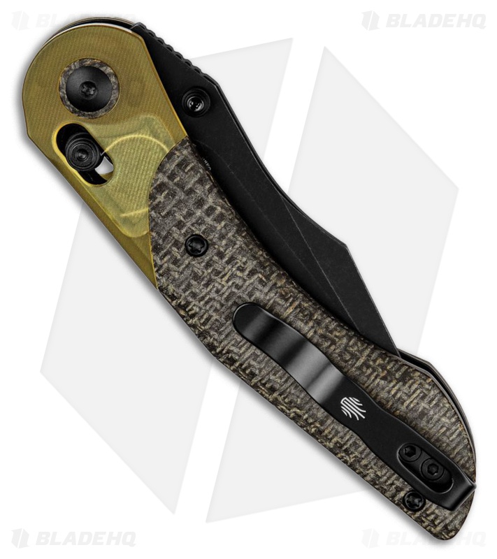 Kizer Mini Mystic Knife Brown Burlap Micarta + PEI Black SW