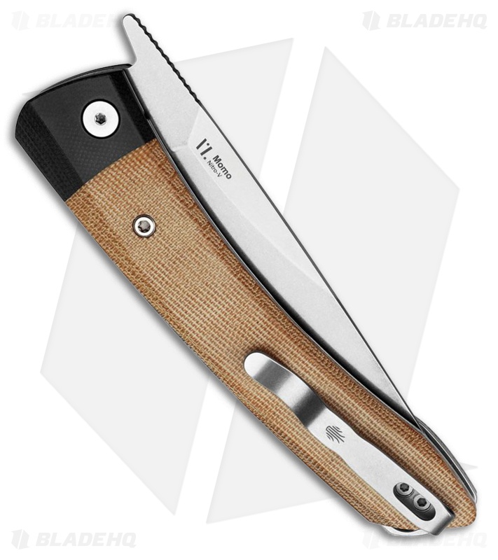 Kizer Momo Black G-10/Brown Micarta Drop Point SW Nitro-V