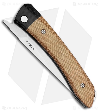 Kizer Momo Liner Lock Knife Black G-10 + Brown Micarta (4.2" SW) V4663A2