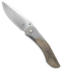 Kizer Mystic Frame Lock Knife Brown/Gray Micarta/Titanium  (3.7" Satin) Ki4636A1