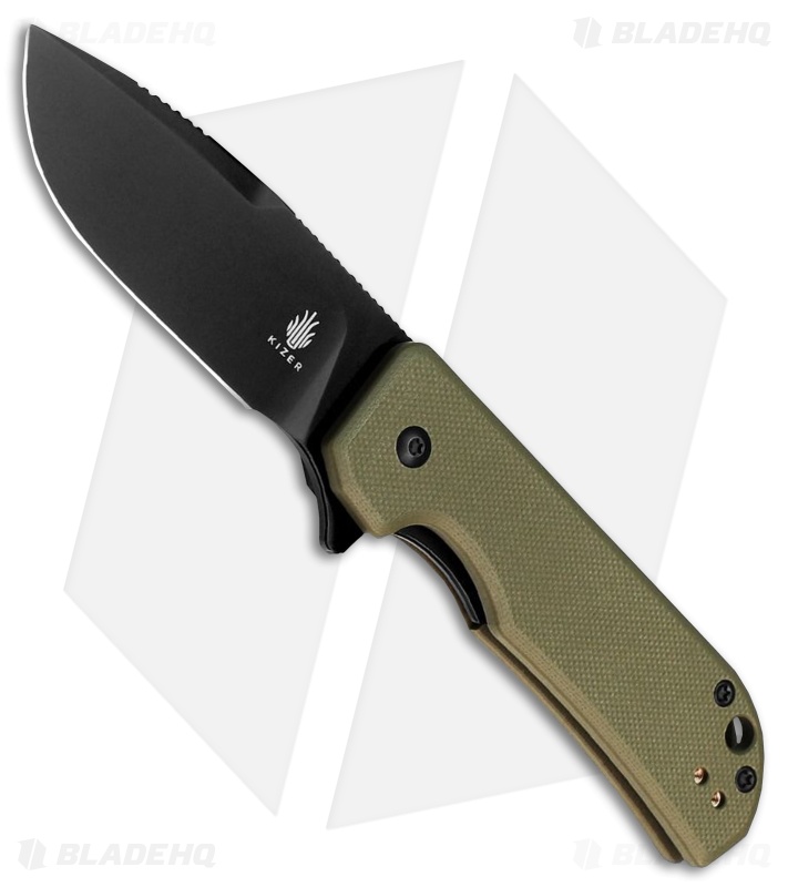 Kizer Nice Guy Liner Lock Knife Green G-10 (2.4" Black) 