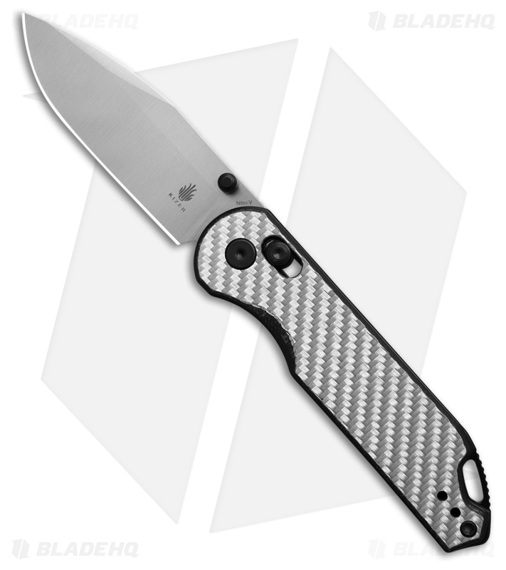 Kizer Assassin Clutch Lock Knife Silver/Black G-10 + CF (3" Satin) V3549A3