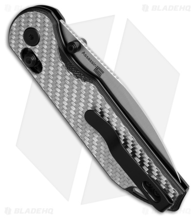 Kizer Assassin Clutch Lock Knife Silver/Black G-10 + CF (3" Satin) V3549A3