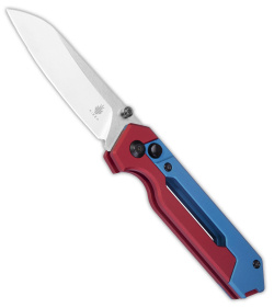 Kizer Hyper Button Lock Flipper Knife Blue/Red Aluminum (3.15" Satin) Ki3632A1