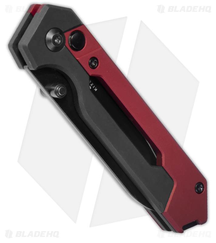 Kizer Hyper Button Lock Black/Red Al (Black) - Blade HQ