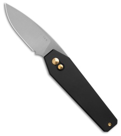 Kizer Tomb Button Lock Knife Black Aluminum (3.2" Satin Nitro-V) V3692A2