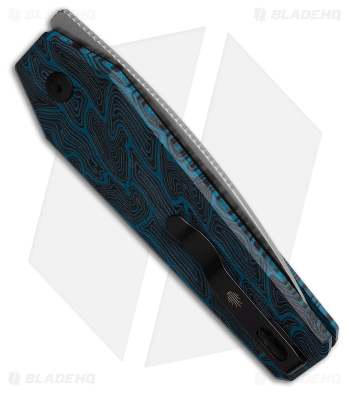 Kizer Tomb Black/Blue Damascus G-10 Drop Point Satin Nitro-V