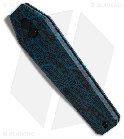 Kizer Tomb Button Lock Knife Blue/Black Damascus G-10 (3.2" SW Nitro-V) V3692A3