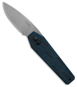 Kizer Tomb Button Lock Knife Blue/Black Damascus G-10 (3.2" SW Nitro-V) V3692A3