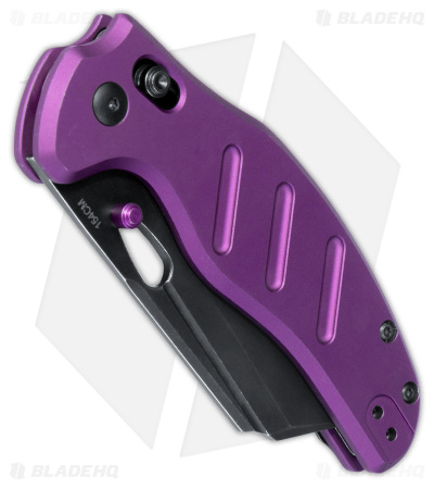 Kizer Vanguard Sheepdog Clutch Lock Knife Purple Aluminum (3.14" Black)