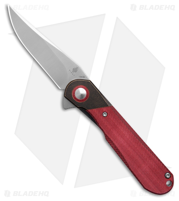 Kizer Comet Knife Dark Brass/Red Denim Micarta (Satin)