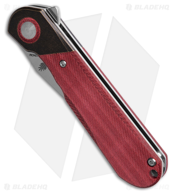 Kizer Comet Liner Lock Knife Dark Brass/Red Denim Micarta (2.9" Satin) V3614C4