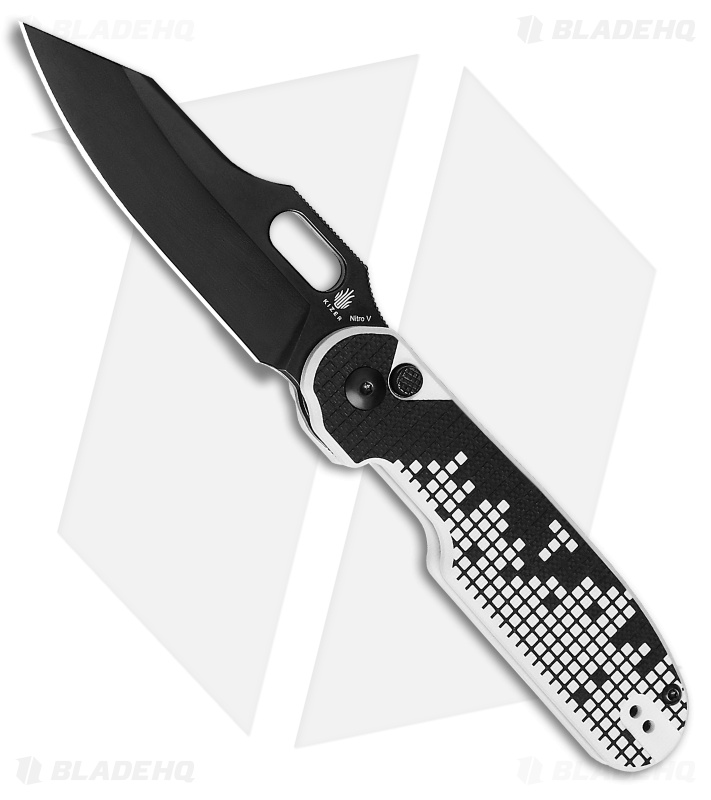 Kizer Cormorant Black/White G-10 Clip Point Black Nitro-V