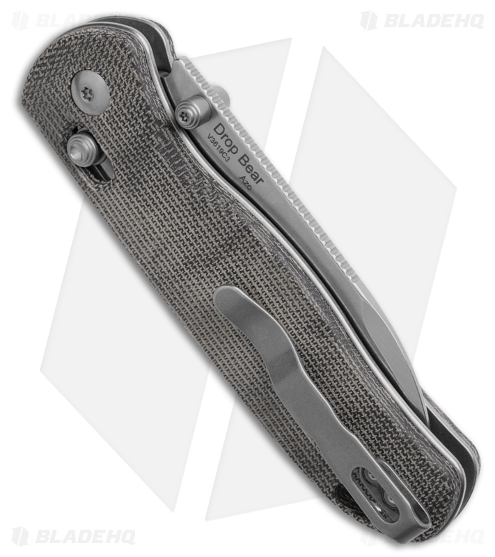 Kizer Azo Drop Bear Clutch Lock Knife Black Micarta (3" Stonewash) V3619C3
